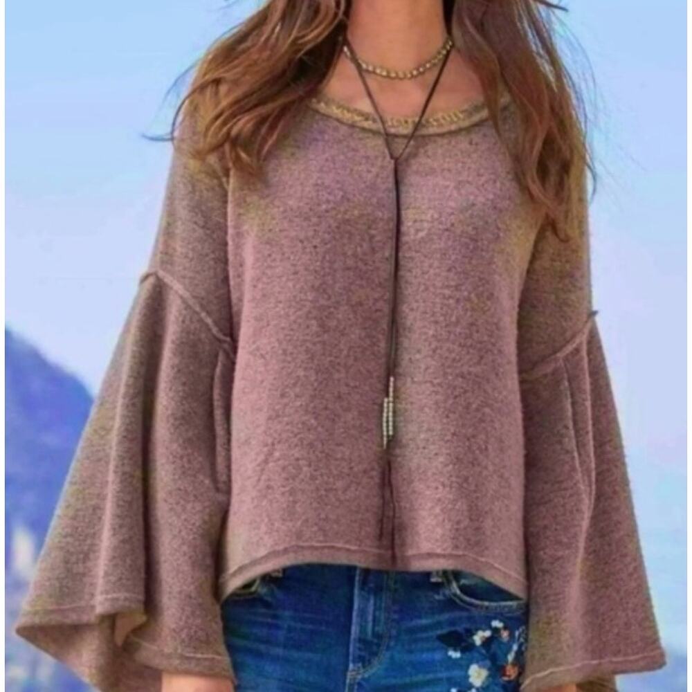 Sundance sweater purple bell sleeve wool medium